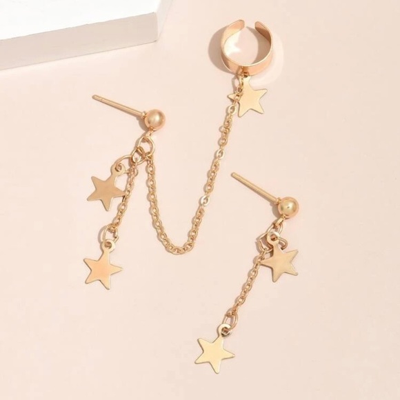 Star Drop Cuff Earrings (2pcs) - Picture 2 of 5